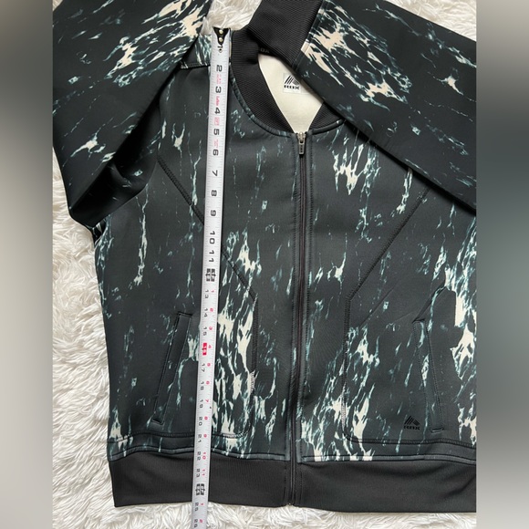 Women’s RBX Activewear Bomber Jacket Women’s Size XL  Black Blue & White Marble - Picture 4 of 16